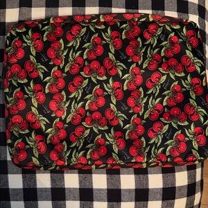 Betsey johnson laptop sleeve - Cherry Print - Black Background with Red Cherries